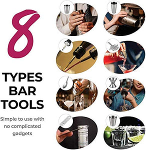 Bar Tools Set (14 piece) Stainless Steel Bartender Kit